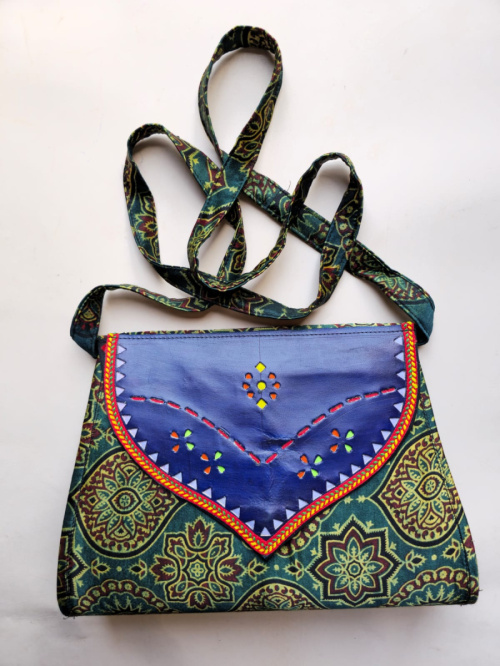 Ajrakh Leather Bag